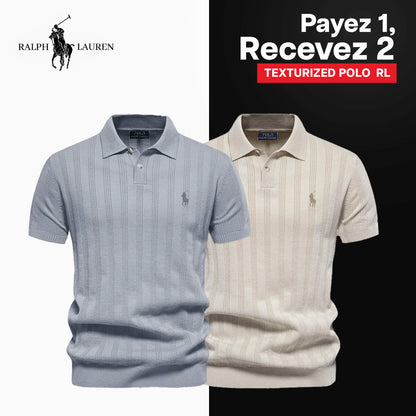 Polo Homme Maille Texturée RL - 1 ACHETÉ = 2 REÇUS 