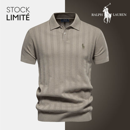 Men's Premium Textured Knit Polo Shirt - Breathable, Stylish, Ralph Lauren Inspired